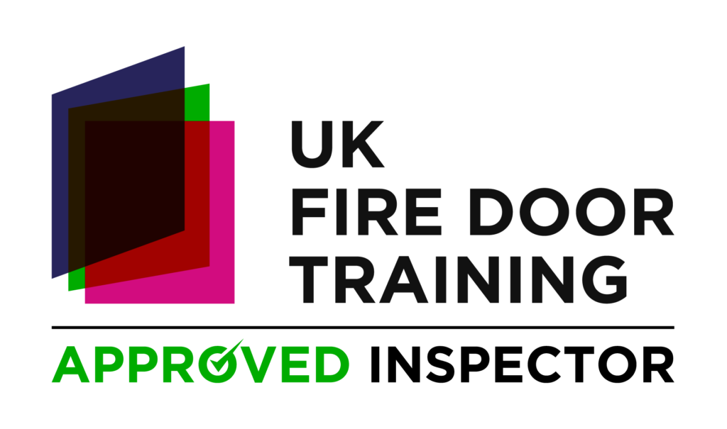 Logo referring to approved inspector of fire doors